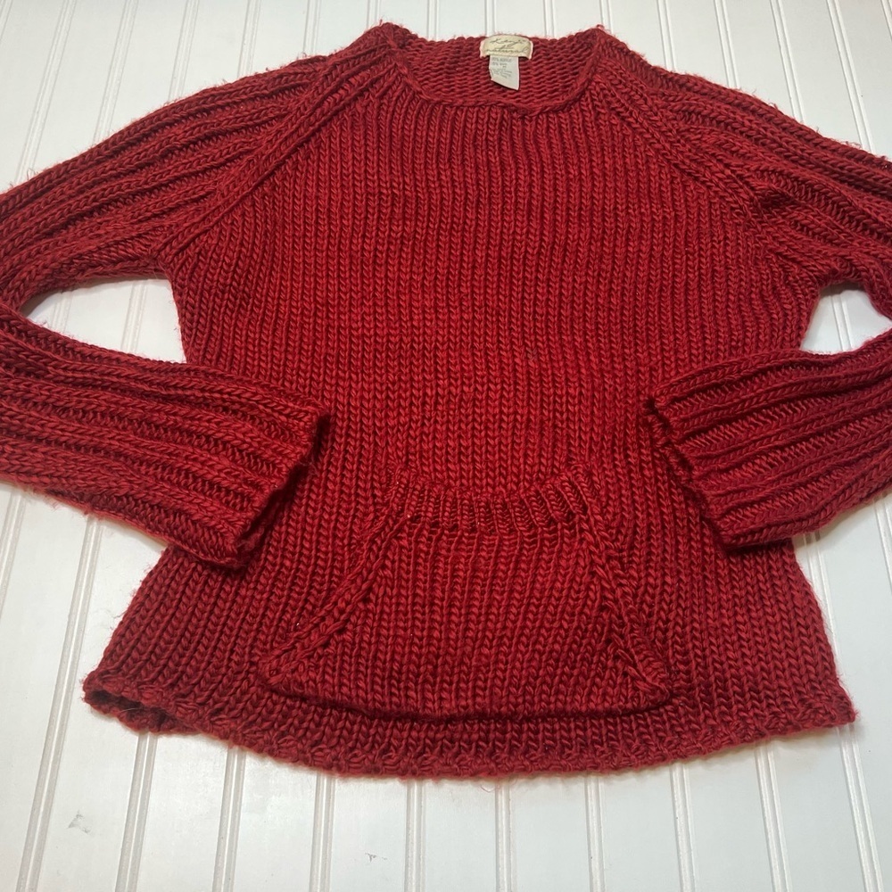 KENJI Anthropologie Pocket Sweater Women's Wool Blend Medium Red. 482